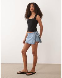 Mango - Teen - mini jupe-short en 100 % denim - Lyst