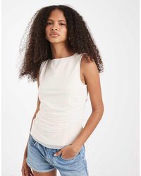 Vero Moda - Ruched Mesh Tank Top - Lyst