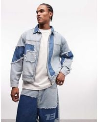 Liquor N Poker - Boxy Distressed Cut N Sew Denim Jacket Co-Ord - Lyst