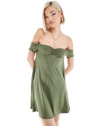 Monki - Drapey Jersey Off Shoulder Mini Dress - Lyst