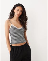 Miss Selfridge - Gingham Cami Top With Lace Trim Co-ord - Lyst