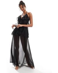 Miss Selfridge - Beach Ruffle Chiffon Maxi Dress - Lyst