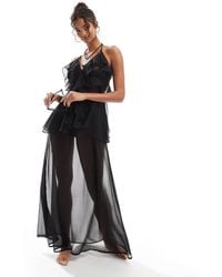 Miss Selfridge - Beach Ruffle Chiffon Maxi Dress - Lyst