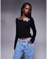 Princess Polly - Double Back Floral Cutout Long Sleeve Top - Lyst