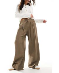 Stradivarius - Wide Leg Crinkle Tie Waist Trouser - Lyst