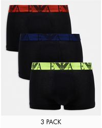 Emporio Armani - Bodywear 3-pack Trunks With Colorful Waistbands - Lyst