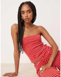 ASOS - Top Largo A Rayas Con Escote Palabra De Honor De (Parte De Un Conjunto) - Lyst
