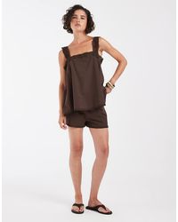 ASOS - Cotton Pull On Co-Ord Lace Trim Shorts - Lyst