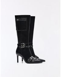 Bershka - Heeled Boots With Buckle Detail - Lyst