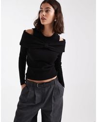 Threadbare - Cold Shoulder Long Sleeve Jumper With Bow Detail - Lyst