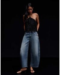 Bershka - Cropped Barrel-Leg Jeans - Lyst