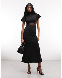 ASOS - Maxi Dress With Mesh Corset Seam Detail - Lyst