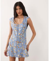 ASOS - Square Neck Button Down Mini Sundress - Lyst