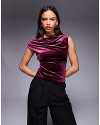 New Look - Top Van Fluweel Met Afhangende Schouders - Lyst