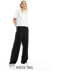 ASOS - Asos Design Tall Tailored High Waist Seam Detail Wide Leg Linen Trousers - Lyst