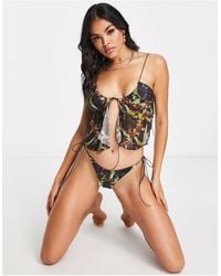 Jaded London - Srunch Bikini Top With Sheer Panels - Lyst