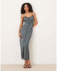 ASOS - Satin Slip Cami Maxi Dress With Embroidered Bust - Lyst
