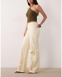 Mango - Doja 100% Cotton Straight Jeans With Embroidery Detail - Lyst