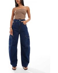ASOS - Jeans Met Barrel-Pijpen, Hoge Taille En Zakdetail Met Spoeling - Lyst