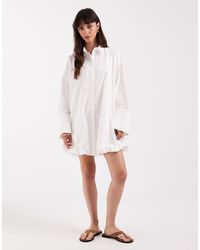 ASOS - Wide Cuff Shirt Mini Dress With Bubble Hem - Lyst
