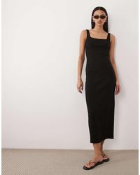 ASOS - Square Neck Seam Detail Midi Dress - Lyst