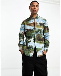 Polo Ralph Lauren - – morgan – klassisch geschnittenes, mehrfarbiges oxford-hemd mit oversize-schnitt und landschaftsprint - Lyst
