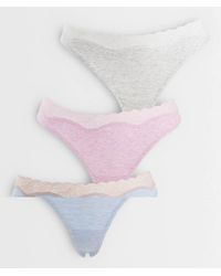 ASOS - Aria 3 Pack Cotton Thongs With Lace Trim - Lyst