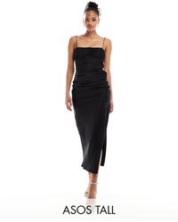 ASOS - Asos design tall – camisole-midikleid aus satin - Lyst