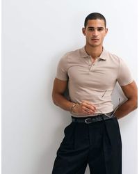 ASOS - Polo Color Piedra Básico Ajustado De Piqué Essentials-Neutro - Lyst
