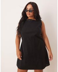 ASOS - Asos Design Curve Square High Neck Mini Dress With Shirred Back - Lyst