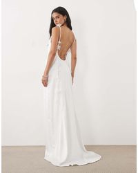 JW PEI - Bridal Floral Drape Detail Satin Low Back Maxi Dress Co-Ord - Lyst