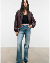 Stradivarius - Bomber matelassé en similicuir - bordeaux - Lyst