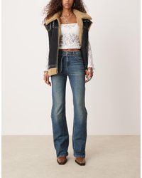 Free People - Vaqueros De Pernera Recta Holgada Con Lavado Azul Medio Y Cinturón Sabine De - Lyst