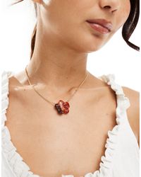 Reclaimed (vintage) - Necklace With Flower Pendant On Chain - Lyst