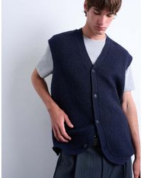 TOPMAN - Oversized Gebreide Tanktop Met Knopen - Lyst