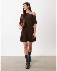 ASOS - Fallen Shoulder Blouson Modal Mini Dress - Lyst