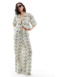 ASOS - Contrast Broderie Co-Ord Trouser - Lyst