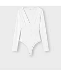 Stradivarius - V-neck Bodysuit With Under-bust Gathering - Lyst