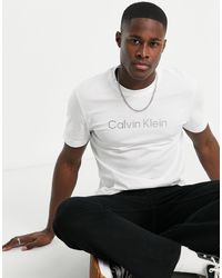 Calvin Klein - T-shirt Met Gestreept Logo - Lyst