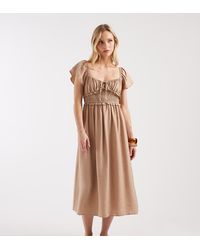 New Look - Shirred Detail Midi Dress - Lyst
