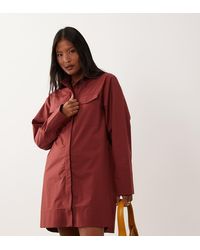 ASOS - Asos Design Petite Poplin Mini Shirt Dress With Wide Cuffs And Oversized Pockets - Lyst