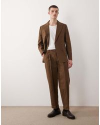ASOS - Relaxed Tapered Linen Rich Suit Trousers - Lyst