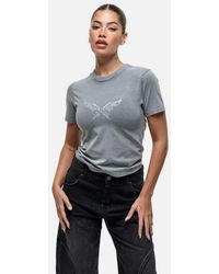 Good For Nothing - Baby Tee With Butterfly Grunge Print - Lyst