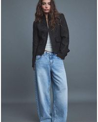 Stradivarius - Asymmetrische Suède Jacquard Blazer - Lyst