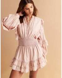 ASOS - Voile Mini Dress With Shirred Waist And Ruffle Hem - Lyst