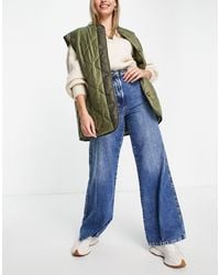 SELECTED - Femme Cotton Wide Leg Jeans With Pleat Front - Lyst