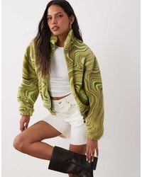 Brave Soul - Zip Up Fleece With Swirl Print - Lyst