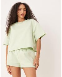 ASOS - T-shirt crop top d'ensemble coupe carrée en maille interlock - pastel - Lyst