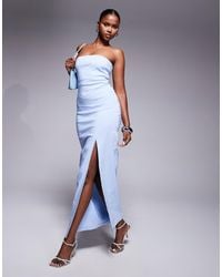 Vesper - Bengaline Bandeau Thigh Split Maxi Dress - Lyst