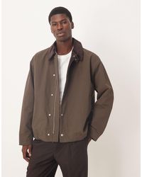 ASOS - Blouson harrington avec col en velours côtelé - marron - Lyst